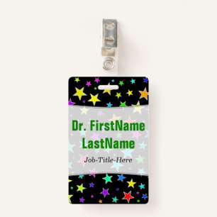 Fun, Colorful Stars Pattern; Personalized Name ID Badge