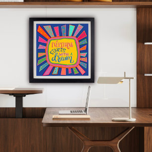 Fun Colorful Start With a Dream Inspiring Quote Poster