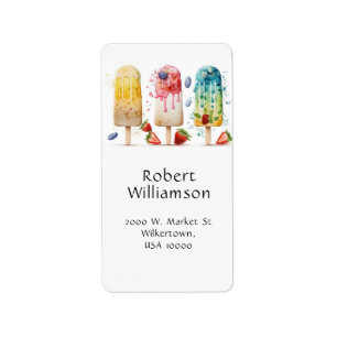 Fun, Colorful Summer Popsicles  Label