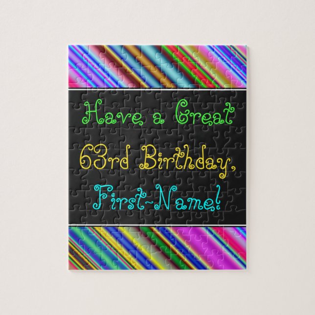 Fun, Colorful, Whimsical 63rd Birthday Puzzle (Vertical)
