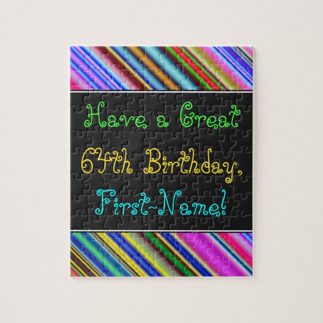 Fun, Colorful, Whimsical 64th Birthday Puzzle (Vertical)