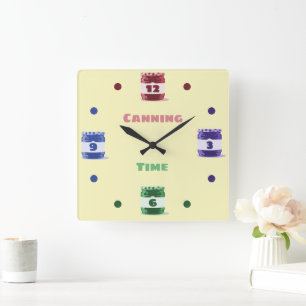 Fun Colorful Whimsical Canning Time Square Wall Clock