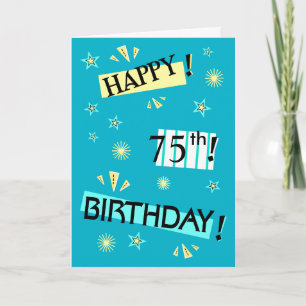 Fun Colour Block 75th Birthday Greeting Card