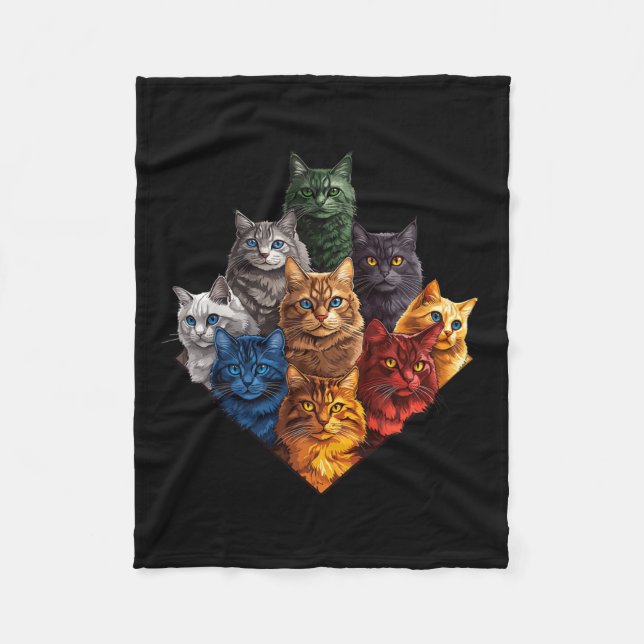 Fun Colour Cats Art Outfit For Cat Mum Dad Lady Me Fleece Blanket (Front)