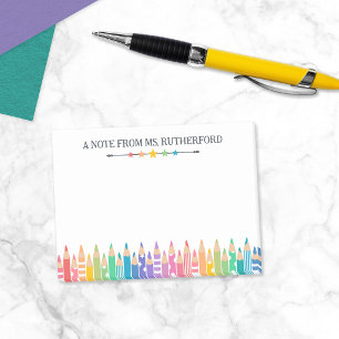 Fun Coloured Pencils Note From School Teacher