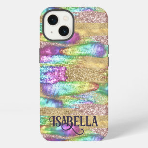 Fun Colourful Abstract Artsy Faux Gold Glitter iPhone 13 Case