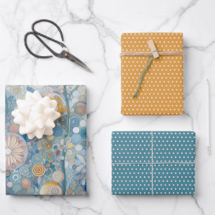 Fun Colourful Abstract Snowflakes Floral Art Wrapping Paper Sheet