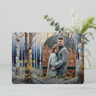 Fun Colourful Abstract Winter Wonderland Art Gold