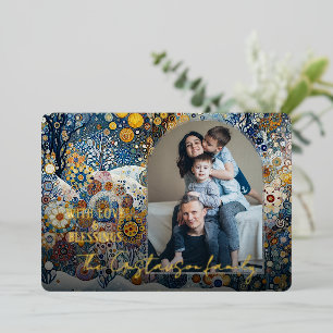 Fun Colourful Abstract Winter Wonderland Art Gold