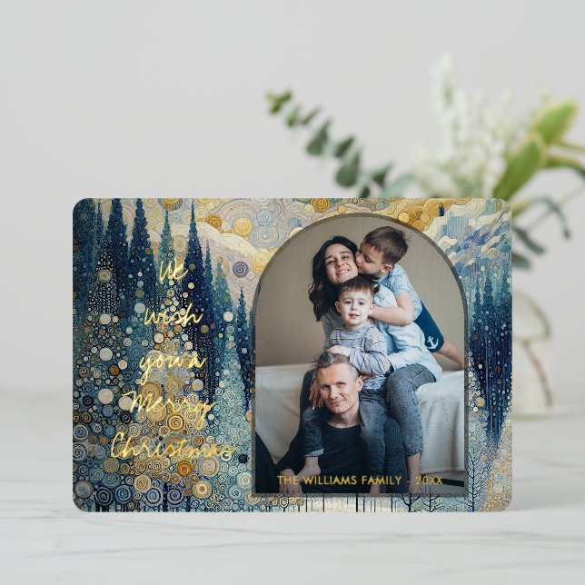 Fun Colourful Abstract Winter Wonderland Art Gold (Standing Front)