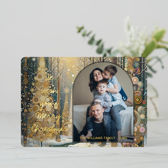 Fun Colourful Abstract Winter Wonderland Art Gold (Standing Front)