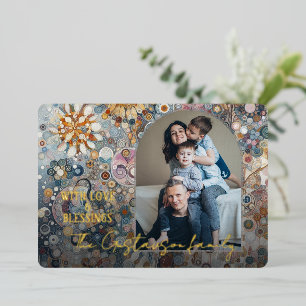 Fun Colourful Abstract Winter Wonderland Art Gold