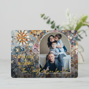 Fun Colourful Abstract Winter Wonderland Art Gold