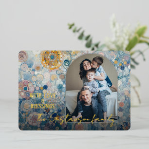 Fun Colourful Abstract Winter Wonderland Art Gold