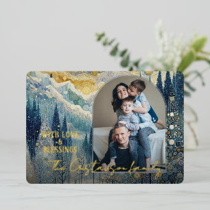 Fun Colourful Abstract Winter Wonderland Art Gold