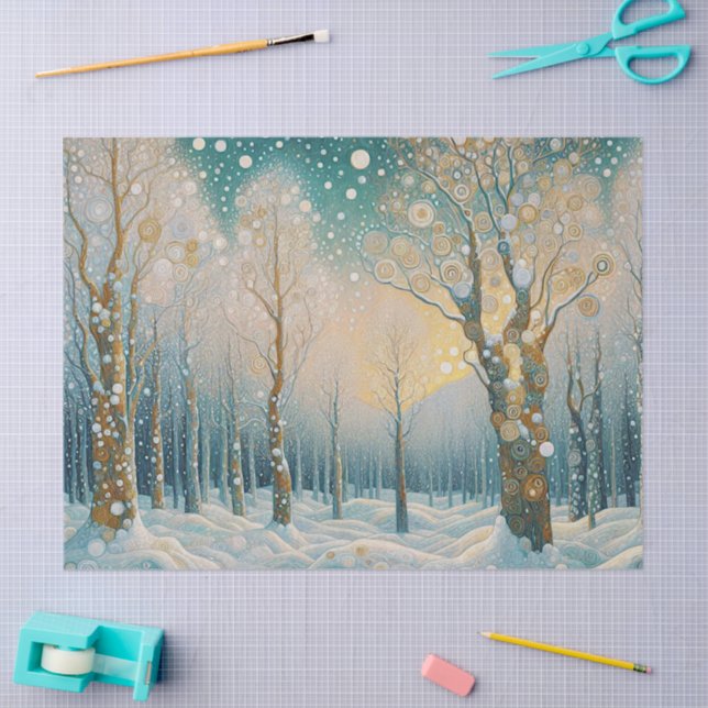 Fun Colourful Abstract Winter Wonderland Art Tissue Paper (Craft)