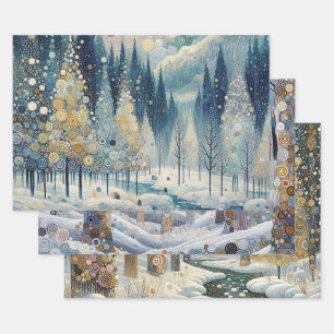 Fun Colourful Abstract Winter Wonderland Art Wrapping Paper Sheet