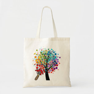 Fun Colourful Art Lover Coloured Tree Drawing Pain Tote Bag