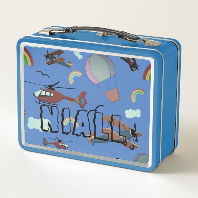 Fun Colourful Aviation Metal Lunch Box (Back)