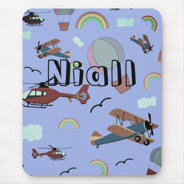 Fun Colourful Aviation Personalised Mouse Pad (Front)