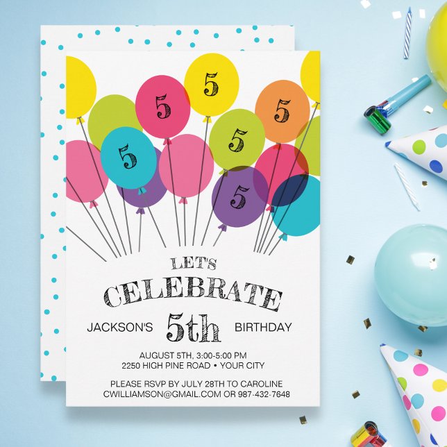 Fun Colourful Balloon Birthday Party Invitation (Creator Uploaded)