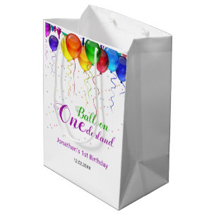 Fun Colourful Balloon Wonderland 1st Birthday  Medium Gift Bag