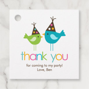 Fun Colourful Birds Birthday Party Favour Tags