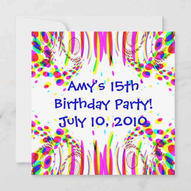 Fun Colourful Birthday Party! Invitation (Front)