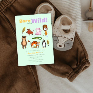 Fun Colourful Born To Be Wild Safari Baby Shower Invitation