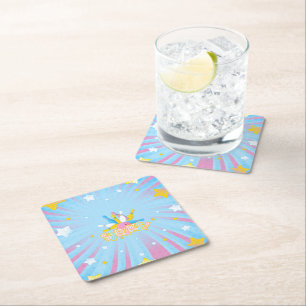 Fun & Colourful Bowling Party Square Paper Coaster