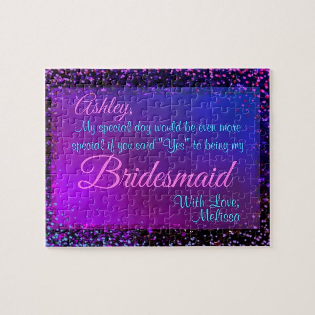 Fun Colourful Bridesmaid Invitation Jigsaw Puzzle (Horizontal)