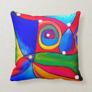 Fun Colourful  Bright Abstract Katalin BatorHos Ar Cushion