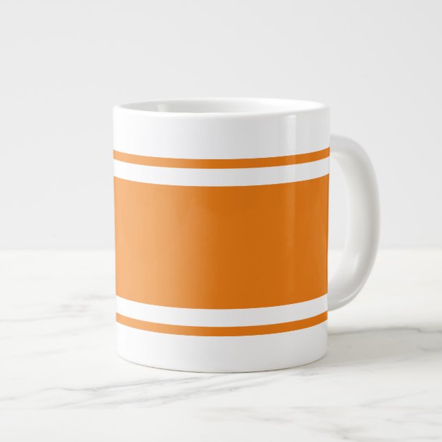 Fun Colourful Bright Orange Vacation Racing Stripe Large Coffee Mug (Front Right)