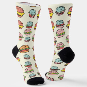 Fun Colourful Burger Patterns Socks