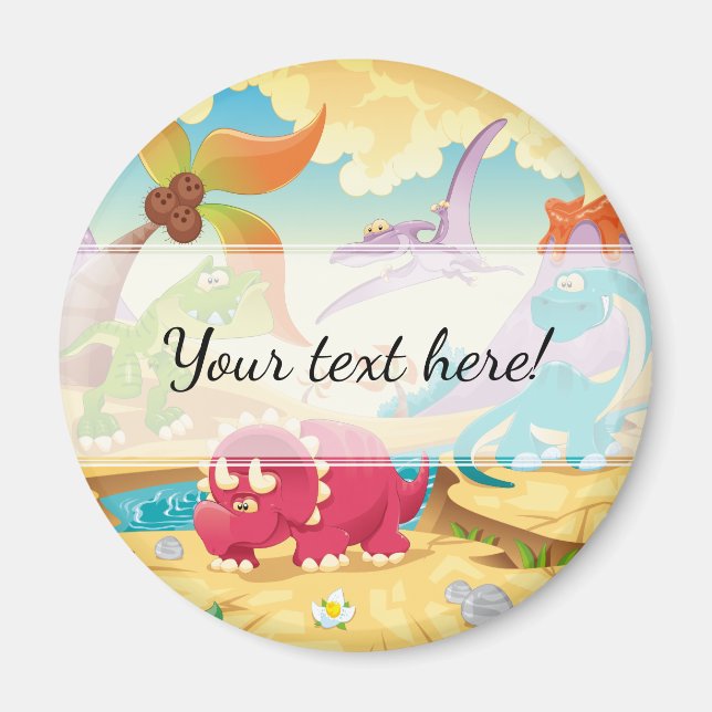 Fun Colourful Cartoon Dinosaurs Magnet (Front)