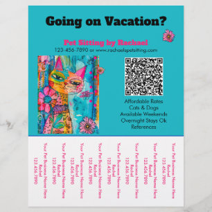 Fun Colourful Cat Pet Sitter Business Tear Sheet