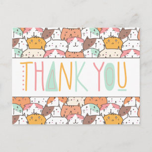 Fun Colourful Cat Thank You Card
