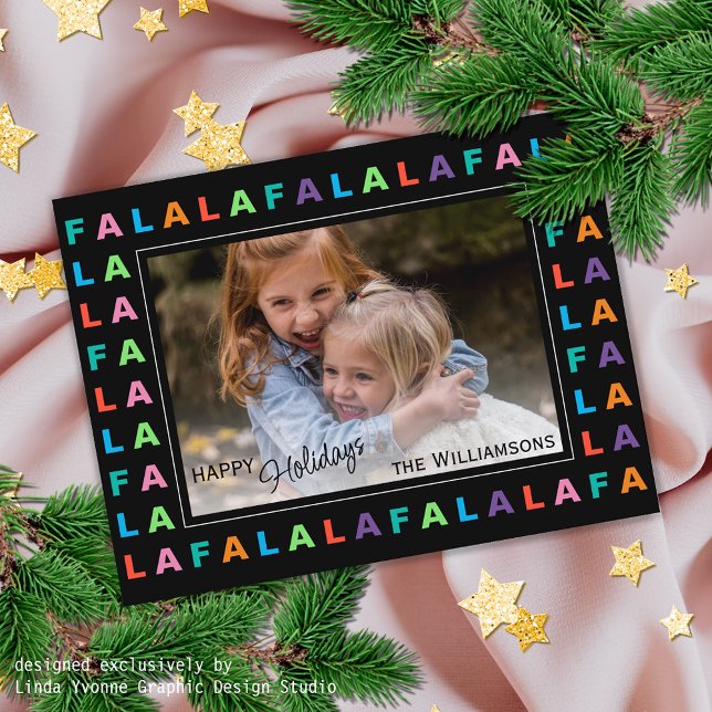 Fun Colourful Classic FA LA LA LA Holiday Season Postcard (Creator Uploaded)