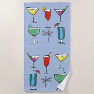 Fun Colourful Cocktails Drinks Margaritas Summer Beach Towel