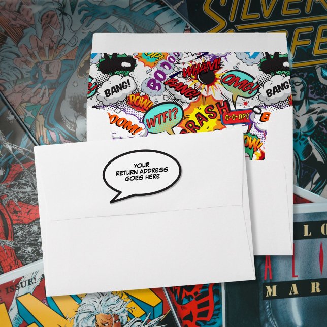 Fun Colourful Comic Book Wedding Return Address Envelope (Fun Colorful Comic Book Wedding Return Address Envelope)