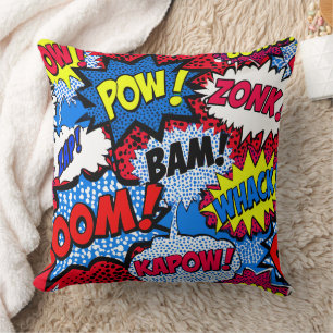 Fun Colourful Comic Pop Art Decorative Throw  Cushion