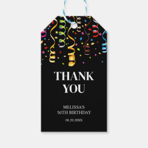 Fun Colourful Confetti Ribbon Birthday Thank You Gift Tags