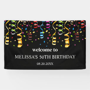 Fun Colourful Confetti Ribbon Birthday Welcome Banner
