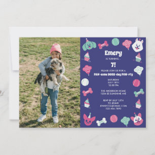 Fun Colourful Cute Dog Children's Birthday Party Invitation