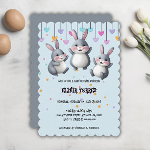 Fun Colourful Cute Hoppers Bunny Baby Shower Invitation