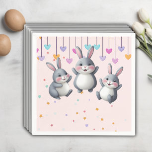 Fun Colourful Cute Hoppers Bunny Baby Shower Napkin