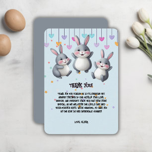 Fun Colourful Cute Hoppers Bunny Baby Shower Thank You Card