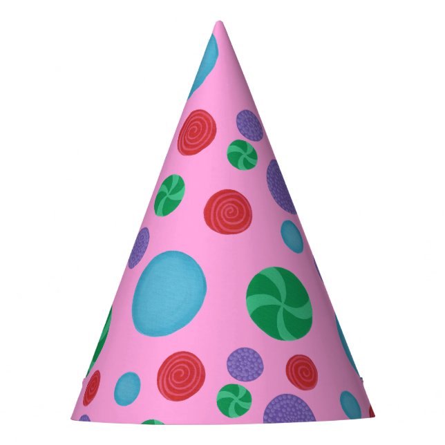 Fun Colourful Dimensional Polka Dots Party Hats (Front)