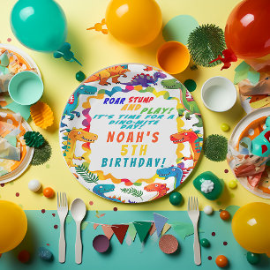 Fun Colourful Dinosaur Themed Dino-Mite  Paper Plate