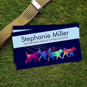 Fun Colourful Dogs - Dog Walker Business Card